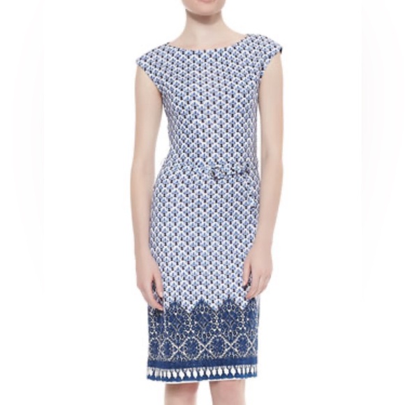 Tory Burch Jamie Castillo Printed Sheath Dress Sz L - Picture 1 of 4